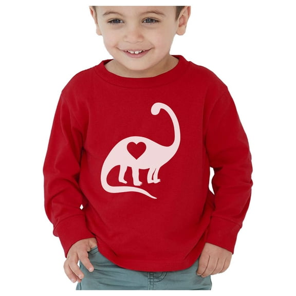 Tstars Boys Unisex Valentine's Day Shirts for Kids Love Dinosaur Love Heart Valentine's Day Outfit Cute Gift Idea for Boy Toddler Kids Long Sleeve T Shirt