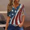 thumbnail image 2 of Womens V Neck American Flag Shirts 4th of July Summer Shirts Graphic Short Sleeve Patriotic Tops, 2 of 5