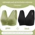 thumbnail image 2 of Hxshgdsn Front Button Convenient Bras Full Coverage Comfortable Buckle Corset Everyday Sleep Cotton Sports Tank Tops Bras For Women 2PC,Green 3,50B, 2 of 3