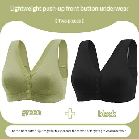 Yuwull 2Pc Front Closure Bras For Women Non-Magnetic No Underwire Gathering Bra Thin Cup Soft Cotton Tank Top Plus Size Bras On Clearances