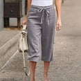 thumbnail image 2 of Women High Waisted Wide Leg Pants Drawstring Elastic Trousers Comfy Straight Leg Fashion Long Pants With Pockets, 2 of 5