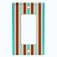 thumbnail image 2 of Metal Light Switch Wall Plate Outlet Cover (Vintage Burgundy Teal Striped Wall - Single Rocker), 2 of 2