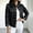 Black, variant on Women's Military Style Denim Jacket Stand Collar Double Breasted Epaulets Cropped Casual Outerwear,Long Sleeve Button Down Utility Jacket for Street Style Concerts Weekend Parties