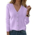 thumbnail image 2 of idosla Cardigan Sweaters for Women Casual Long Sleeve Open Front Button Down Knit Outwear Soft Comfy Fashion Clothes (Purple, L), 2 of 4