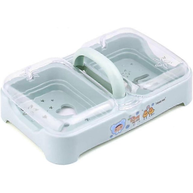 Jabonera portátil y versátil de PVC con tapa para viajes, senderismo, camping, cocina o baño - Azul nórdico