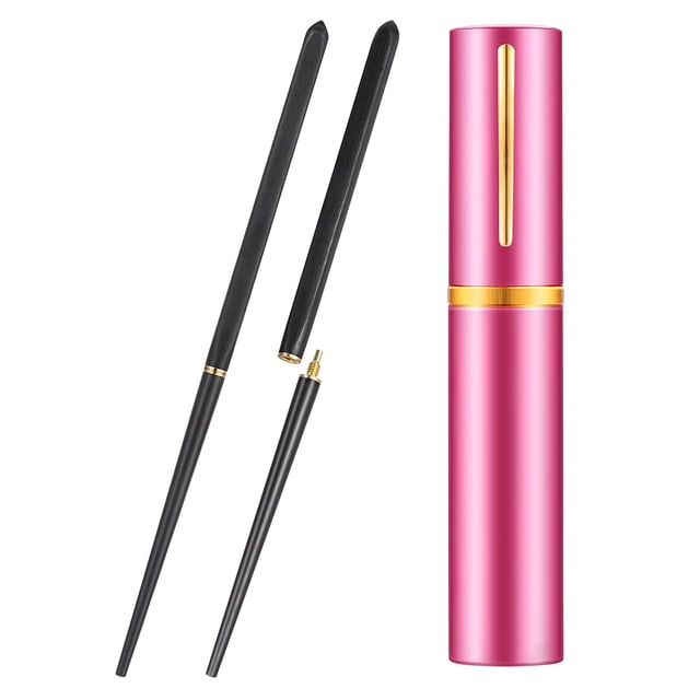BESTONZON Portable Collapsible Ebony Chopsticks Foldable Wooden Travel Chopsticks with Aluminum Case (Random Color)