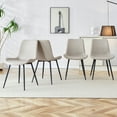 thumbnail image 7 of Noble House Modern Faux Leather Dining Chairs, Curved Widened Seat, Black Metal Legs, Warm Gray, Set of 4, 7 of 7
