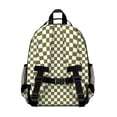 thumbnail image 3 of Olive Green and White Checkerboard Pattern Backpack for School,Cute School Bag,Schoolbag with Adjustable Shoulder Straps & Padded Back,15.25"x11.5"x5.25", 3 of 5
