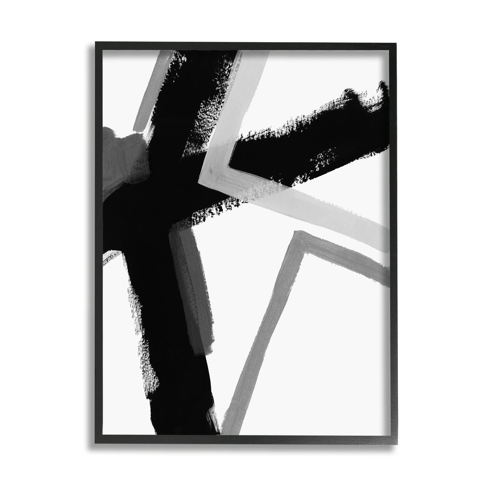 Stupell Industries Bold Angle Abstract Design Black Grey Lines Black Framed, 24 x 30, Design by June Erica Vess