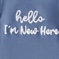 thumbnail image 3 of Duqingm Newborn Baby Boy Summer Outfit Romper Hello I'm New Here Letter Embroidery Short Sleeve Jumpsuit Bodysuit Cute Infant Waffle Clothes(Blue,Newborn), 3 of 4