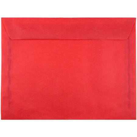 UPC: 0609722982566 | JAM 9 x 12 Translucent Envelopes  Primary Red  25/Pack