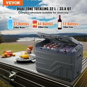 VEVOR Car Refrigerator, 12 Volt Car Refrigerator Fridge, 32 L Dual Zone Portable Freezer,4℉-68℉ Adjustable Range, 12/24V DC and 100-240V AC Compressor Cooler
