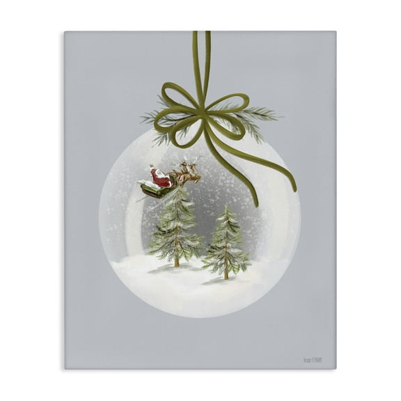 Stupell Industries Santa Sleigh Snowglobe Holiday Painting Gallery Wrapped Canvas Art Print Wall Art, 16 x 20