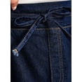 thumbnail image 6 of INSPIRE CHIC Women's Midi Denim Skirt Elastic Drawstring Waist A-Line Jean Skirt with Pockets & Flared Hem S Dark Blue, 6 of 7