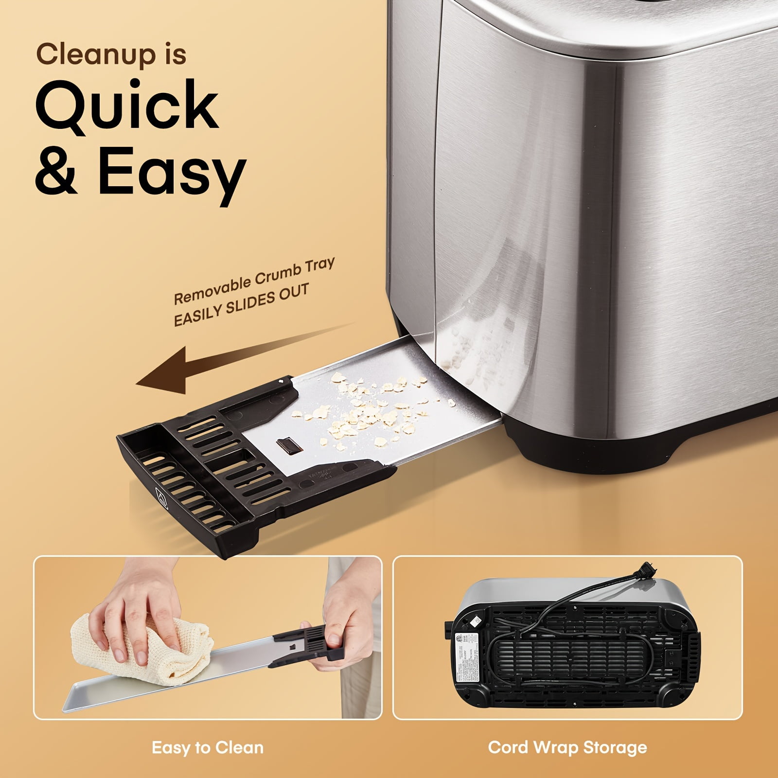 Stainless Steel 4-Slice Toaster with Touch Screen, Extra Wide Slots, 6 Bread Types & 6 Shade Settings, Defrost Reheat Cancel Functions, Removable Crumb Tray, Silver