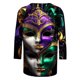 thumbnail image 5 of Tejiojio 3/4 Length Sleeve Women Tops Carnival Crew Neck Dressy Loose Fit Blouses Casual Summer T Shirts, 5 of 5