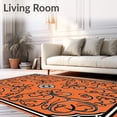 thumbnail image 2 of ODIKA 3'x5' Machine Washable Non-Slip Area Rug, Baroque Swirl Flourish Embellished Artistic Luxury High Traffic Rug, Orange, 583150, 2 of 7