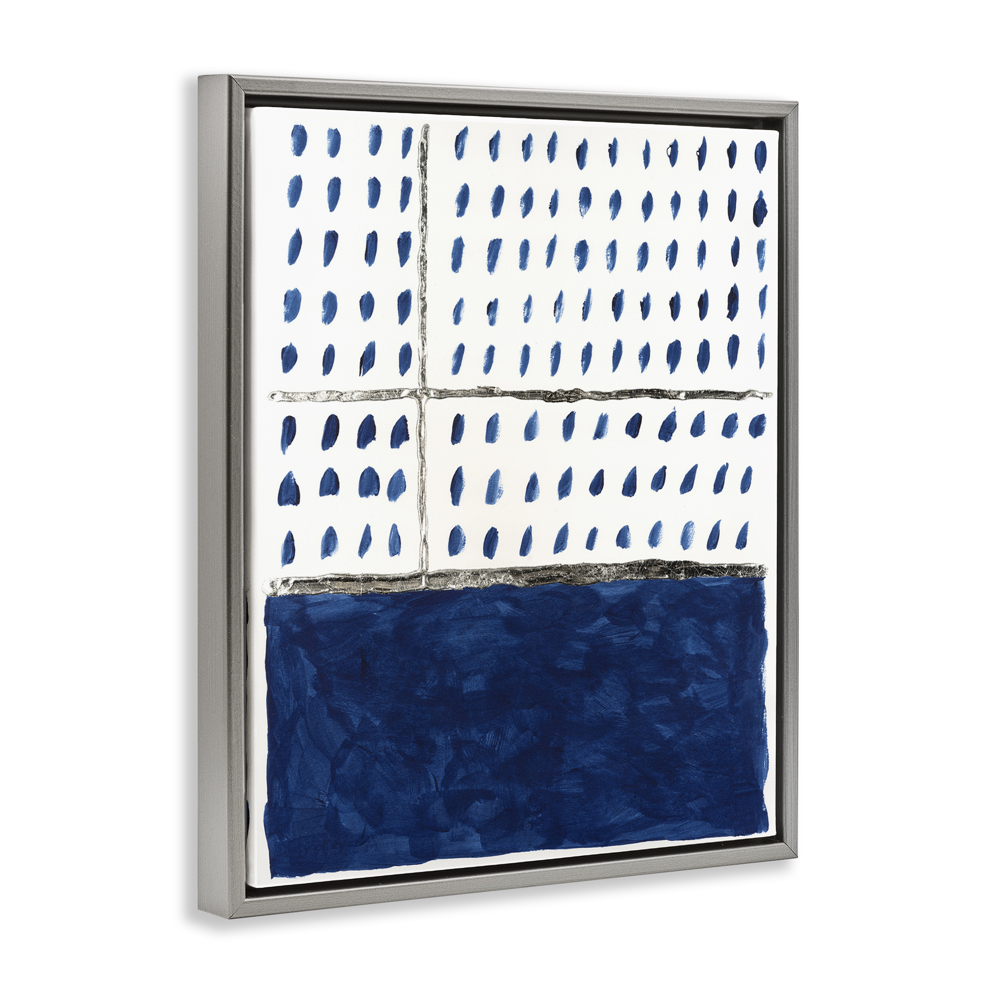 Stupell Industries Modern Dot Pattern Abstract Painting Gray Floater Framed Canvas Art Print Wall Art, 25 x 31