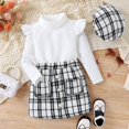 thumbnail image 4 of Esaierr 3PCS Kids Toddler Girls Pullover Top Skirt with Hat Outfit Set Cotton Fall Winter Outfit Long Sleeve Shirt Clothes Outfit for 4-7Y, 4 of 9