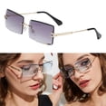 thumbnail image 5 of Rectangular Rimless Sunglasses Tinted Lens Clear Vintage Frameless Glasses - Gray, 5 of 6