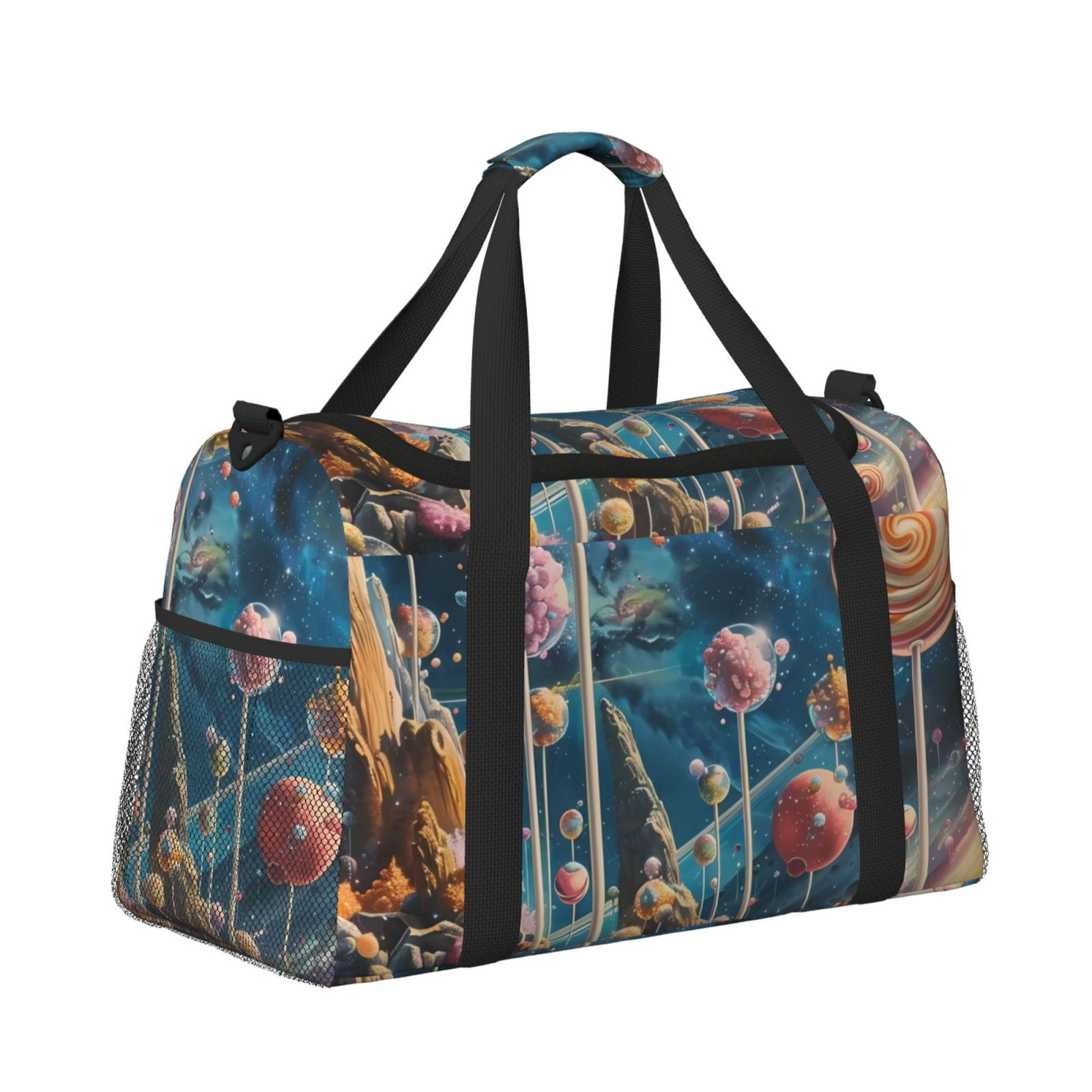 Fuzoiu Starry Sky Planet Lollipop Print Travel Duffle Bag,Carry On Tote Bags,Duffel Bag,Sport Gym Bag, Hospital Bag for Labor and Delivery, Overnight Bag,Luggage Bag