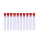 thumbnail image 1 of 10 botellas de plástico transparente de 8,5 x 1,3 cm para almacenar agujas, tubos para hacer cuentas, contenedores transparentes, organizadores de agujas con tapón rojo., 1 of 5