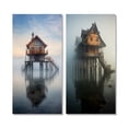 thumbnail image 2 of Designart "Misty Lake Day Wooden Pier to Lakehouse" Lakehouse Wall Art Set Of 2 - Lake House Blue Canvas Set For Living Room Decor, 2 of 6