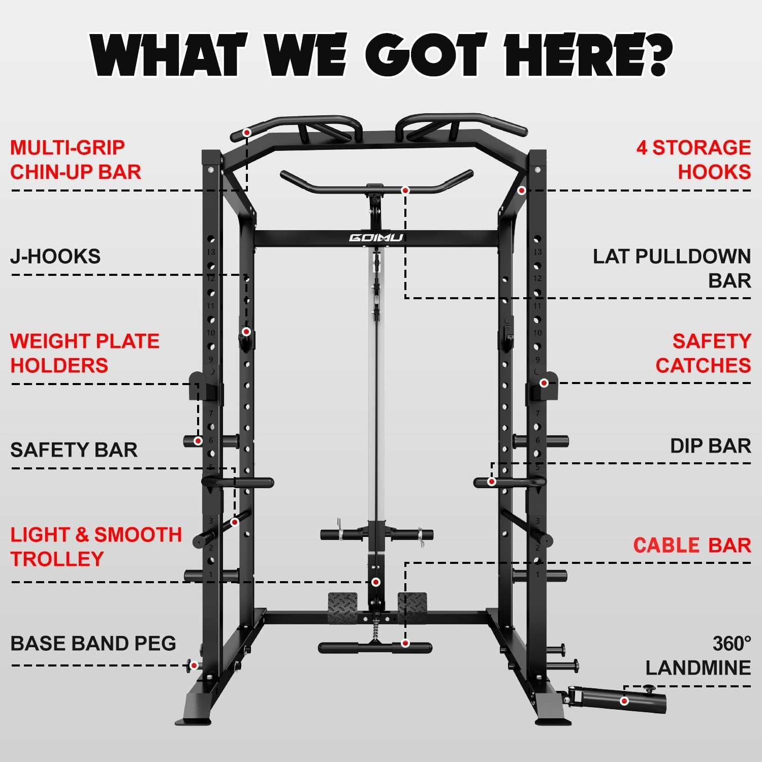 MITONOS Power Cage, 2000LBS Squat Rack with LAT Pulldown,Power Rack Strength Training Machine, Weight Lifting Equipment with More Attachments,Weight Bench,Olympic Barbell Weight Set for Home Gym,BK