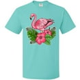 thumbnail image 3 of Inktastic Flamingo with Tropical Flowers T-Shirt, 3 of 5