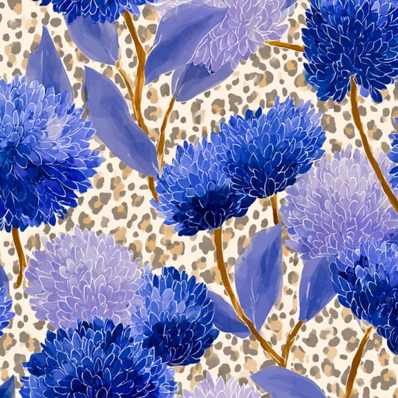 Peel and Stick Wallpaper Blue Purple Floral Leopard Print Wall Mural 17.7in x 9.8ft Self Adhesive Removable Wall Paper Renter Friendly Wallpaper for Bedroom Bathroom Shlef Cabinet Décor