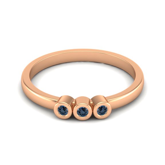 Round Shape London Blue Topaz Stackable Women Mother's Day Gift Ring 925 Silver Rose Vermeil Delicate Jewelry