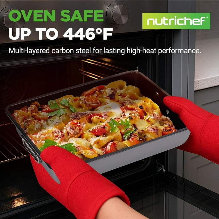 8-Piece Nonstick Bakeware Set - Non Toxic Carbon Steel Baking Trays with Cookies Sheet, Muffin, Loaf, Cake & Round Pan - Easy to Clean & Oven Safe