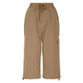 thumbnail image 4 of Htigea Clearance Women's Cargo Capri Pants Lightweight Quick Dry Hiking Pants Summer Travel Casual Capris with Pockets Today Sales Khaki,XL, 4 of 6