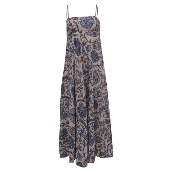 Pre-Owned Zimmermann Vitali Floral-Print Midi Dress in Multicolor Linen