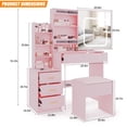thumbnail image 4 of Vanity Desk with Sliding Mirror and Lights, Makeup Vanity Set with Power Outlet, 4 Drawers, Stool, Makeup Dressing Table for Bedroom, 4 of 7