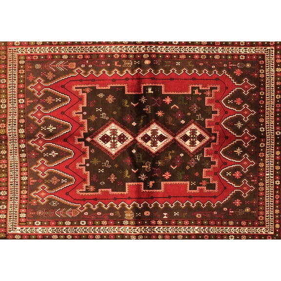 Ahgly Company Indoor Rectangle Persian Orange Traditional Area Rugs, 5' x 7'