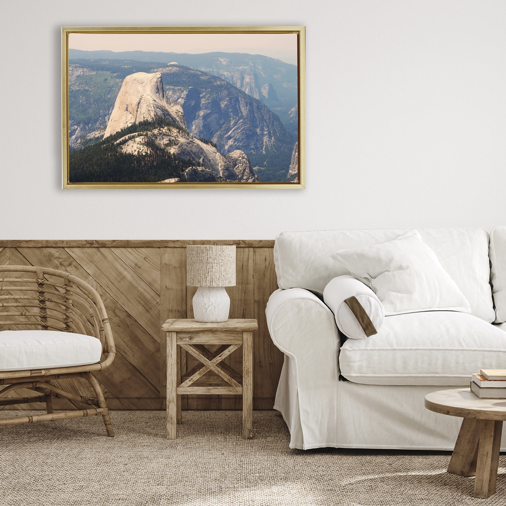 Stupell Industries Granite Monolith Above Forest Gold Framed Floater Canvas Wall Art, design by Gemma Bardot