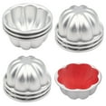 thumbnail image 1 of Moldes para tazas de pudín, 10 mini moldes para pasteles estriados, moldes para gelatina antiadherentes de 3,7 pulgadas, fáciles de desmoldar, moldes para hornear de aleación de aluminio de calentamie, 1 of 7