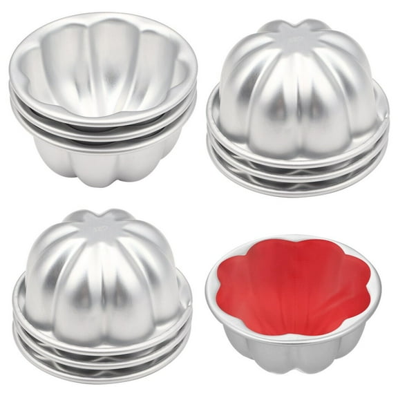 Pudding Cup Molds, 10PCS Mini Fluted Cake Pans, 3.7-inch Non-Stick Jelly Molds, Easy to Demold, Fast Heat-Up Aluminum Alloy Baking Cup Moulds for Puddings, Jellies, Cupcakes, Brownies, Muffins