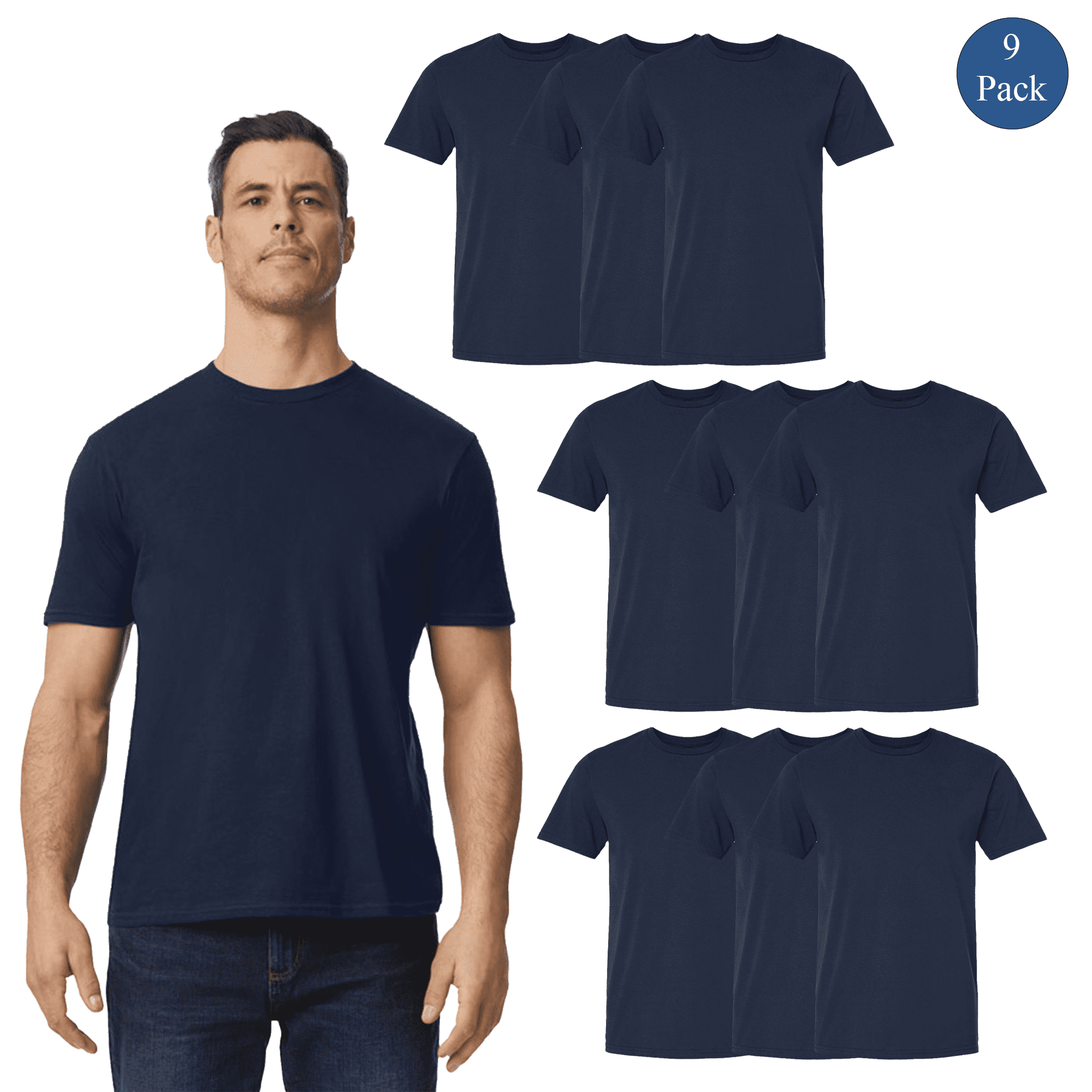 Men's 100% Cotton Crew Neck Short Sleeve T-Shirts, 12 Pack