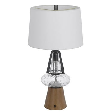 Cal Lighting 100W led Marietta metal/glass table lamp with 2W led night light