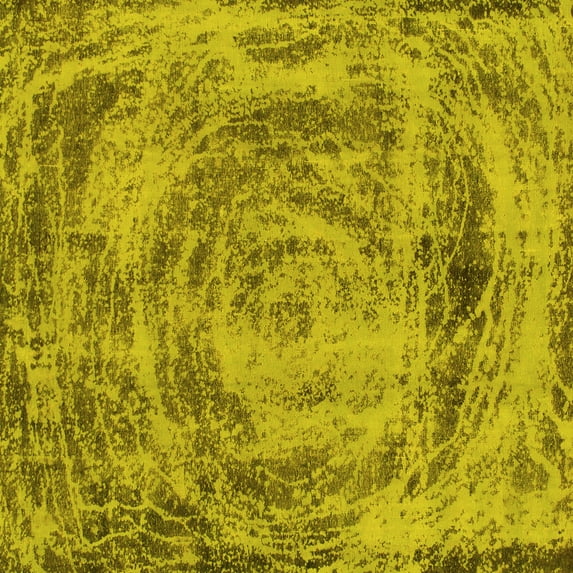 Ahgly Company Indoor Square Abstract Yellow Modern Area Rugs, 5' Square