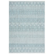 SAFAVIEH Courtyard Altan Geometric Indoor/Outdoor Area Rug, Ivory/Turquoise, 8' x 10'