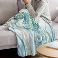 thumbnail image 3 of Ocean Seahorse Fleece Throw Blanket Vintage Nautical Coastal Sea Watercolor Blue Green Seaweed Ultra Soft Fuzzy Cozy Flannel Throw Blanket for Couch Sofa Bed Car Travel, Ideal Gifts 40x50 Inches, 3 of 9