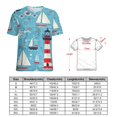 thumbnail image 2 of Lighthouse Sailboats Ocean Waves-1 Women's Short Sleeve T-Shirt Crew Neck Casual Summer Trendy Loose Fit Tops, 2 of 7