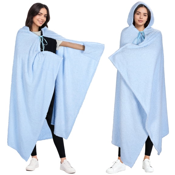 Catalonia Hooded Wearable Blanket Poncho for Adults, Lightweight Fleece Cape with Hand Pockets, Cozy Plush Throw Wrap for Women, Perfect for Lounging, Gifts Ideas