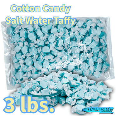 Cotton Candy Salt Water Taffy, 3lbs (48oz).
