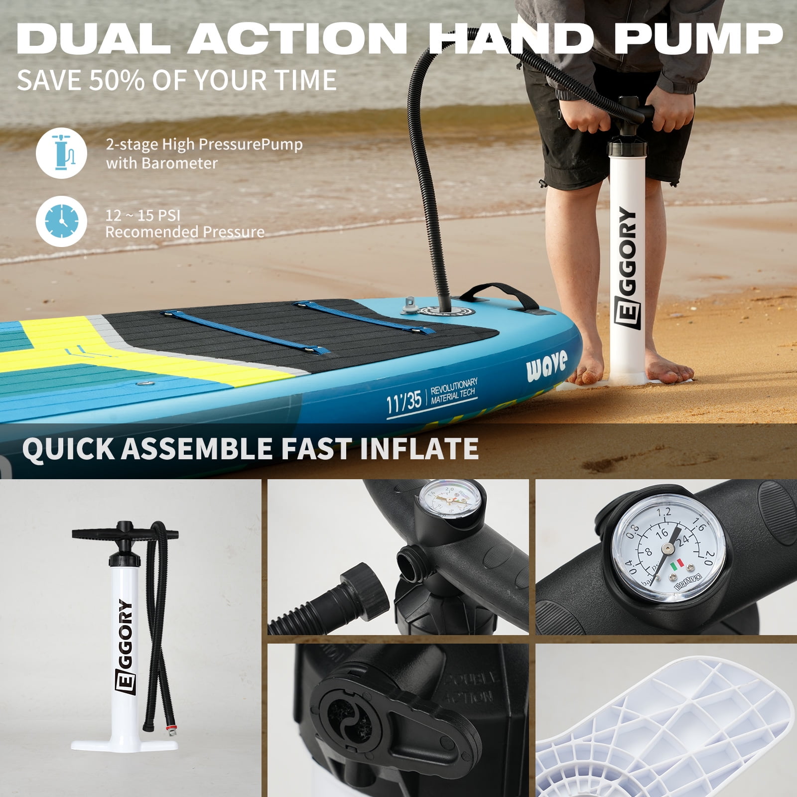 Genreen Inflatable Fishing Paddle Board 11ft Stand up Paddle Board with Full SUP Premium Accessories