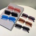 thumbnail image 4 of Men's stylish gray rectangular frameless sunglasses, simple one-piece commuter sunglasses with strong light protection, 4 of 5