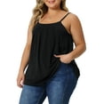 thumbnail image 4 of CURVY GLAM Women' s Plus Size Cami Adjustable Strap Elegant Basic Pleated Camisole Sleeveless Tank Tops 1X Black, 4 of 6